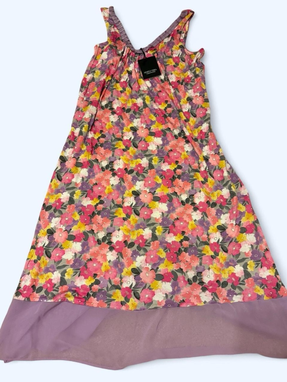 Simply Vera Vera Wang Floral A-Line Midi Skirt in Pink, Yellow & Lavender